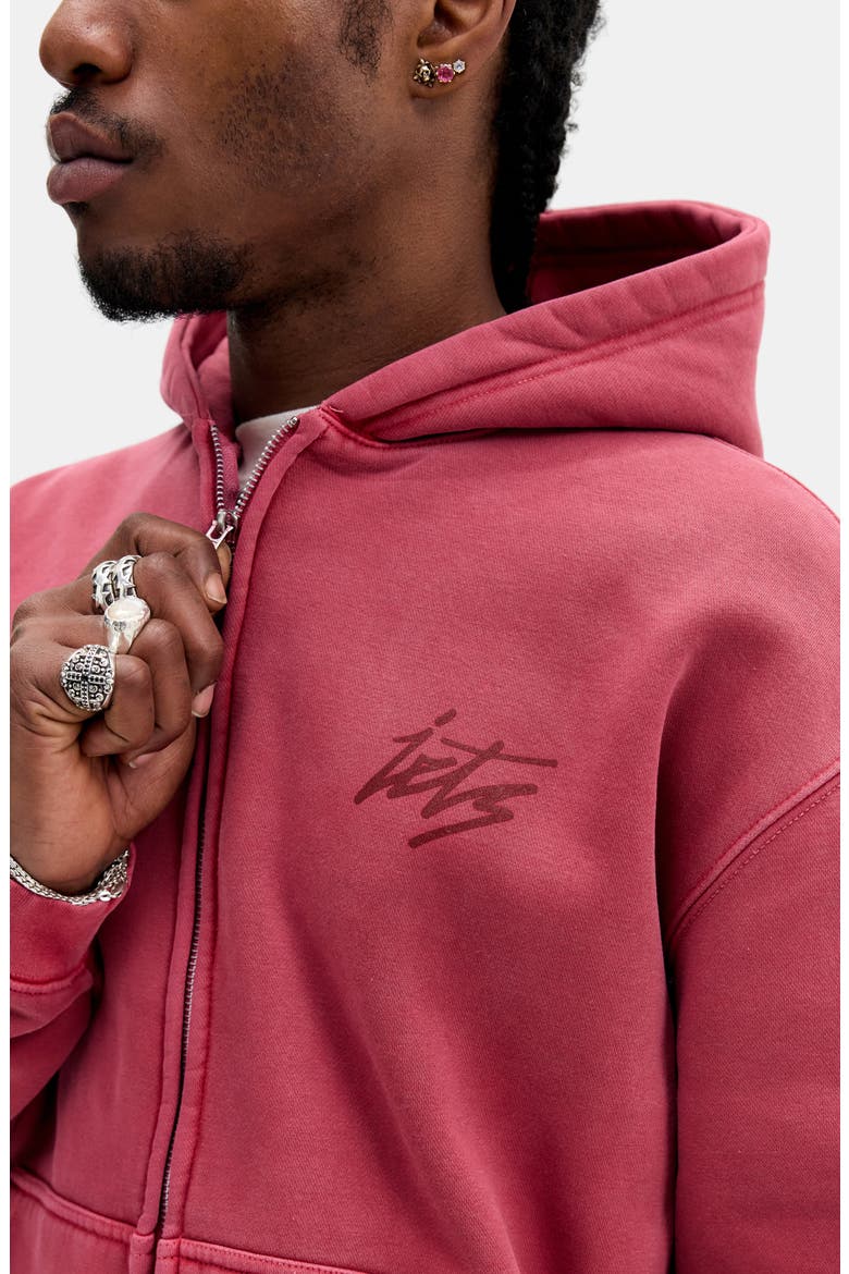 Script Full Zip Hoodie, Alternate, color, BERRY