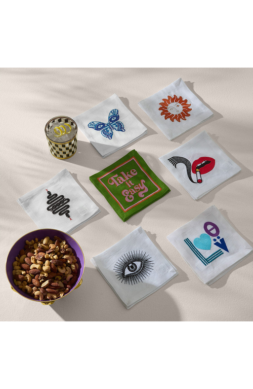 Jonathan Adler Eyes Cocktail Napkins In White
