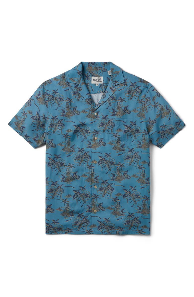 Reyn Spooner Hawaii Recalls Short Sleeve Button-Up Shirt, Main, color, Adriatic Blue