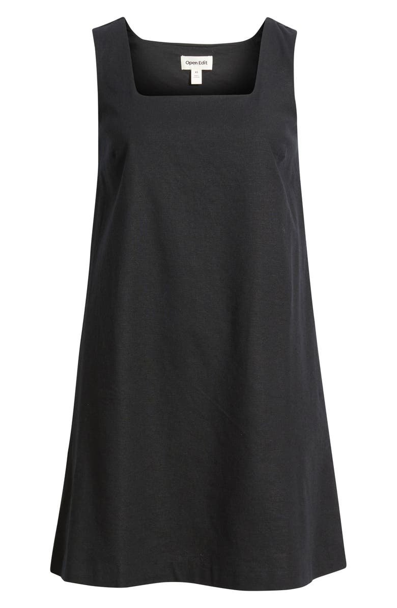 Open Edit Linen Blend Shift Dress, Alternate, color, Black