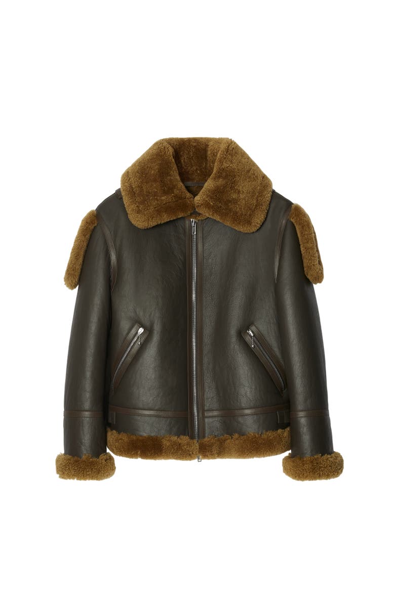 Burberry Shearling Aviator Jacket, Alternate, color, 