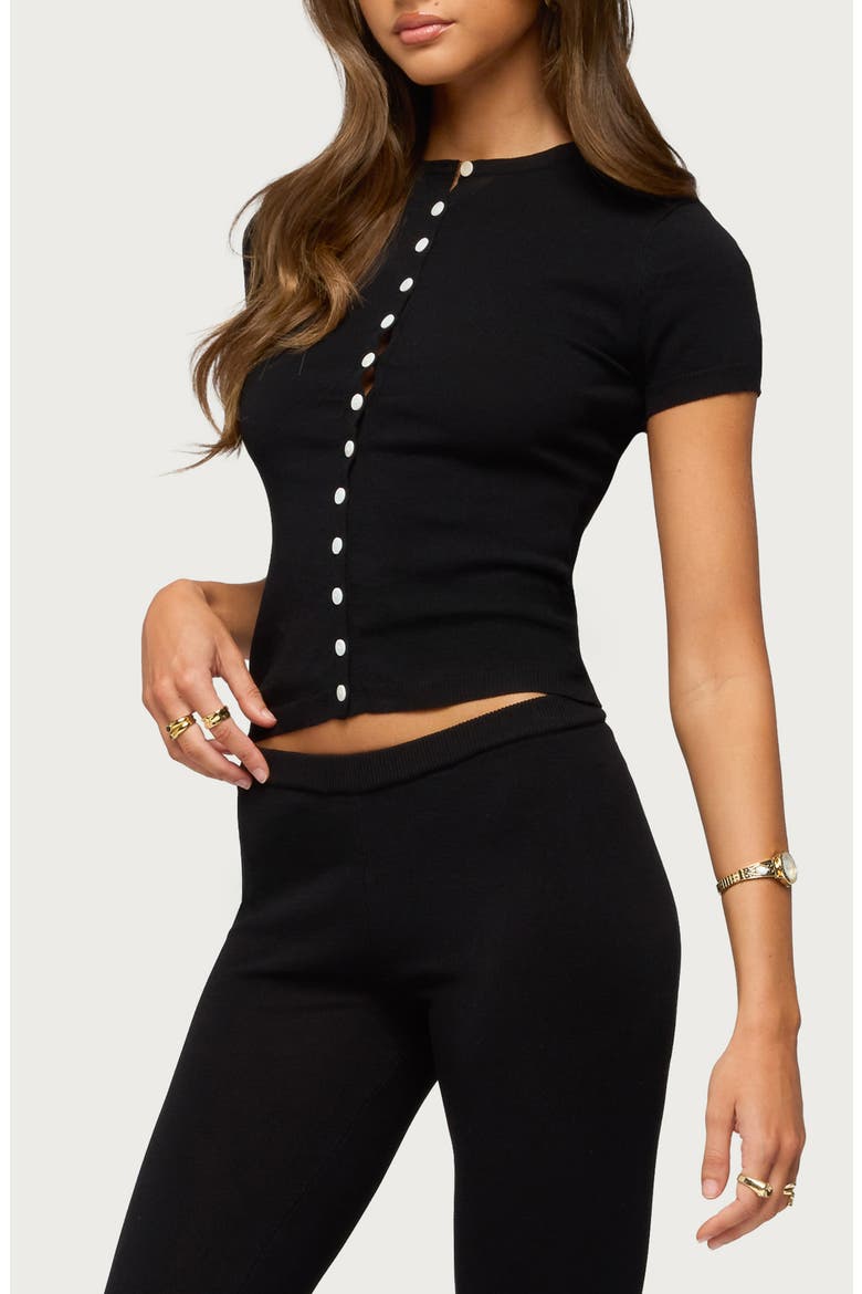 Vanessa Button Up Knit Top, Alternate, color, BLACK