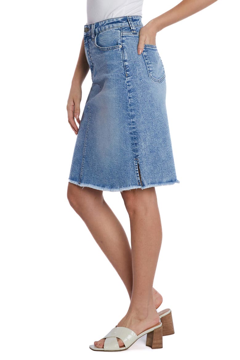 Fray Hem Denim Skirt, Alternate, color, STAR BLUE