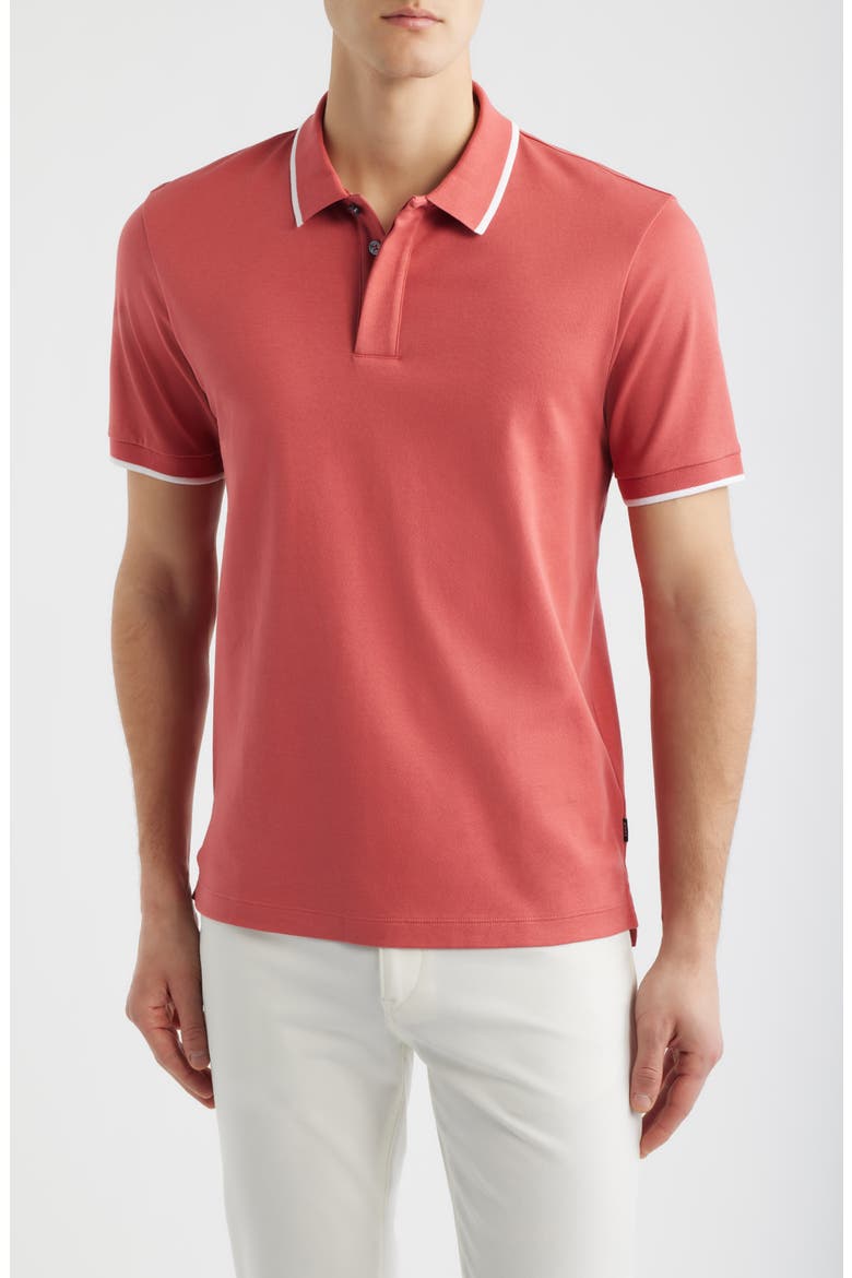 Parlay Tipped Cotton Polo, Main, color, MEDIUM RED
