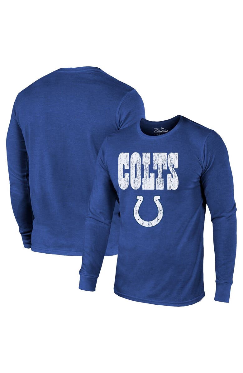 Majestic Threads Indianapolis Colts Majestic Threads Lockup Tri-Blend Long Sleeve T-Shirt - Royal, Alternate, color, 