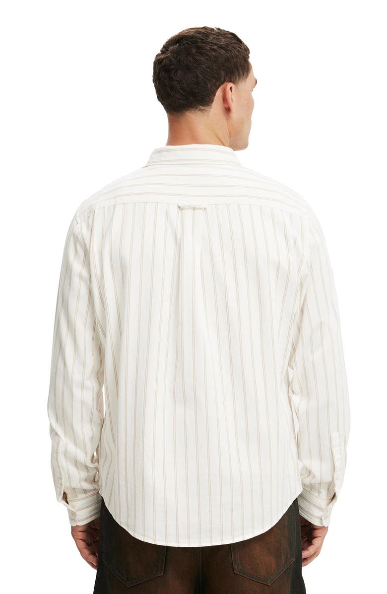 Cotton On Men's Luca Long Sleeve Shirt, Alternate, color, Off White Stripe
