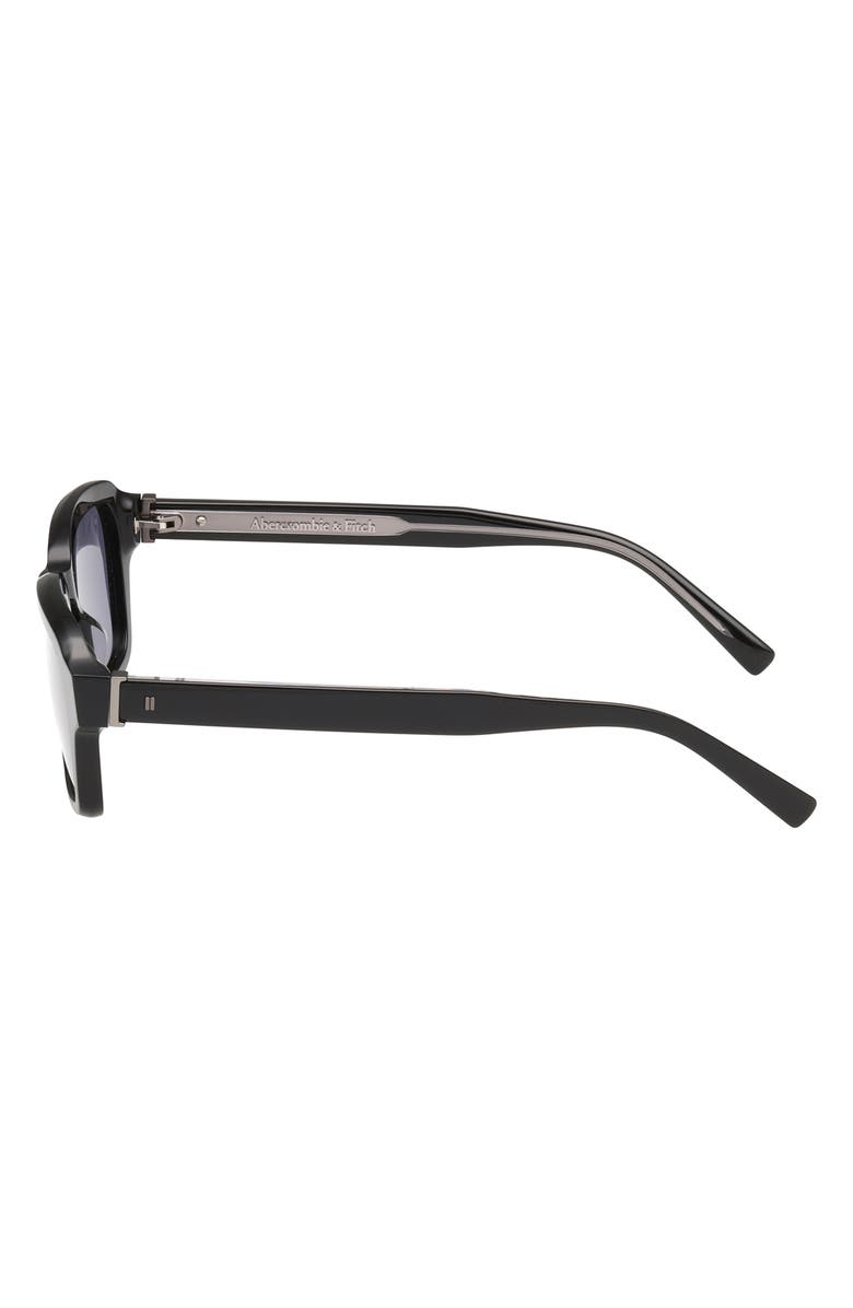 ABERCROMBIE & FITCH 51mm Round Sunglasses, Alternate, color, Shiny Black / Smoke Lens