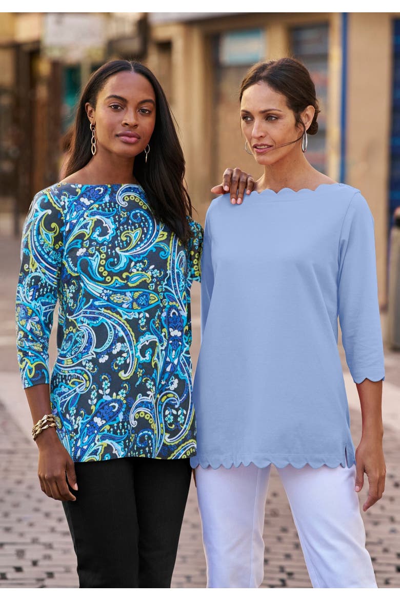 Scallop Boatneck Tunic, Alternate, color, AZURE MIST