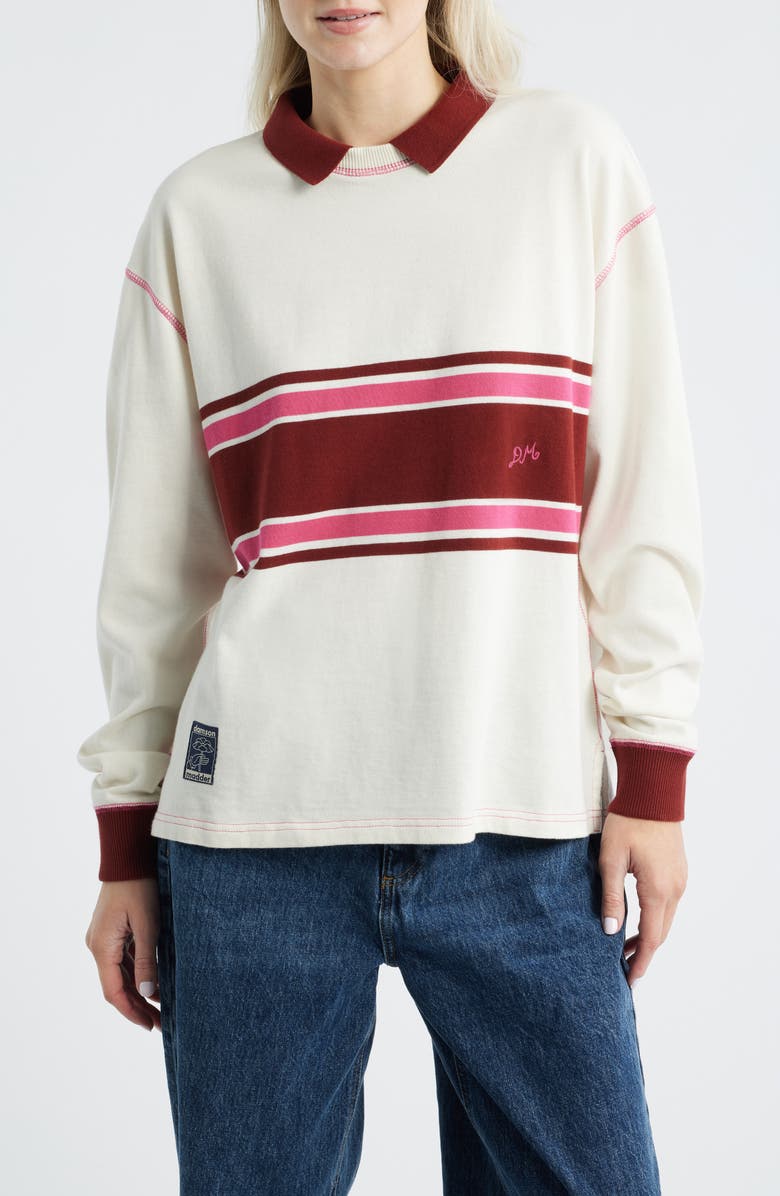 Damson Madder Stripe Organic Cotton Rugby Top, Main, color, Ecru