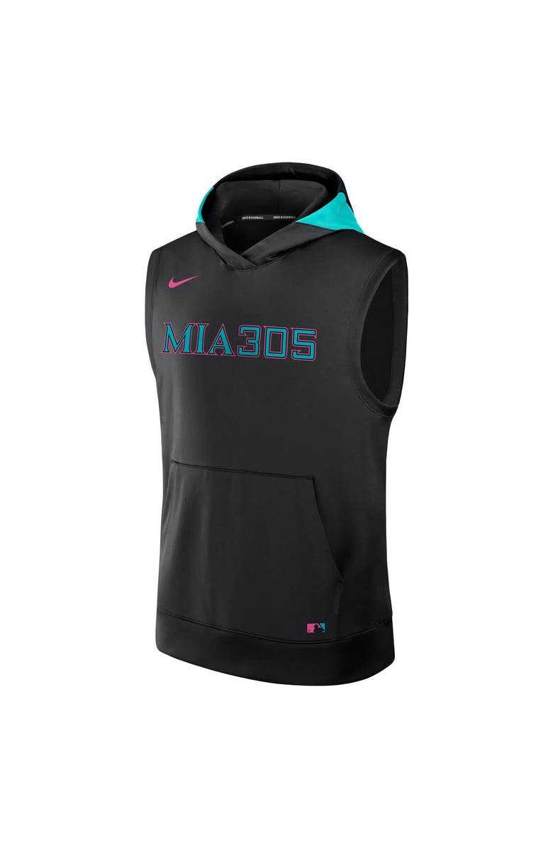 Nike Men's Nike Black Miami Marlins 2025 City Connect Authentic Collection Sleeveless Performance Pullover Hoodie, Alternate, color,