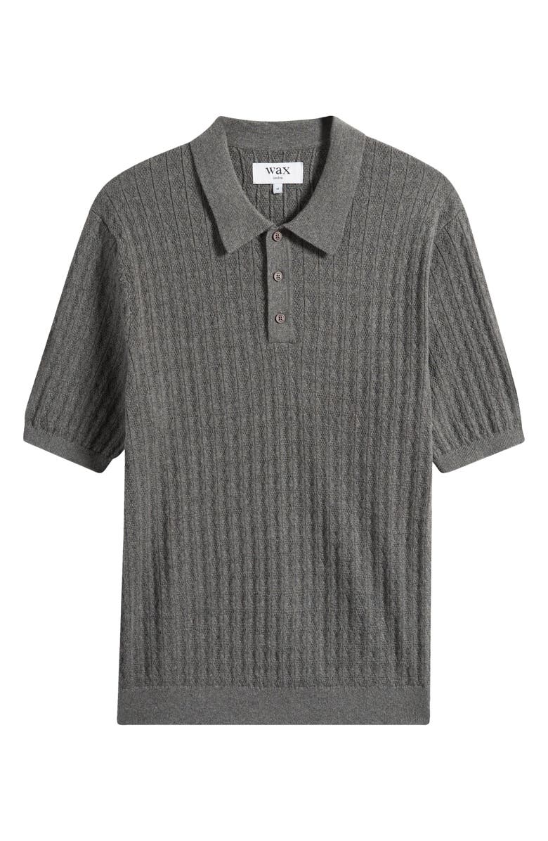 Wax London Naples Diamond Ribbed Cotton & Cashmere Polo Sweater, Alternate, color, Grey Marl