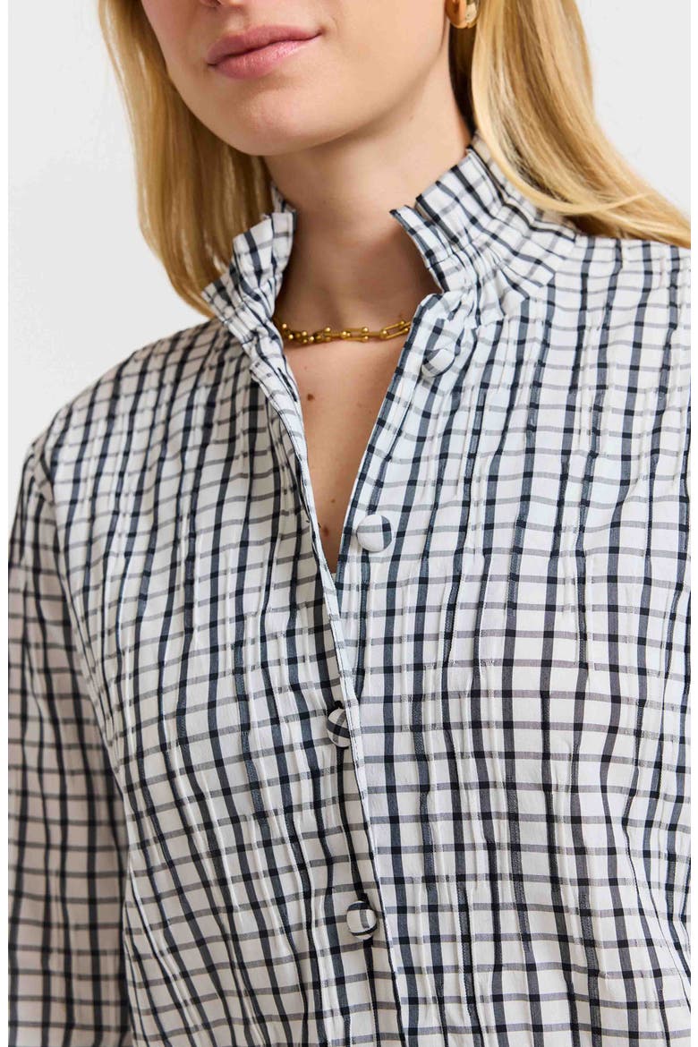 Carolina Crinkled Gingham Cotton Blend Shirt Jacket, Alternate, color, WHITE/ BLACK