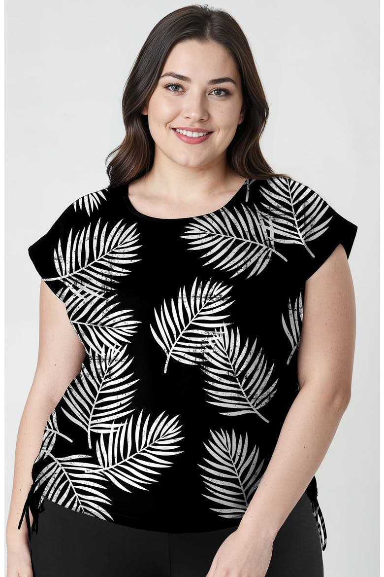 Plus Size Daphne Loose Fit Swim Top, Main, color, Black Palms