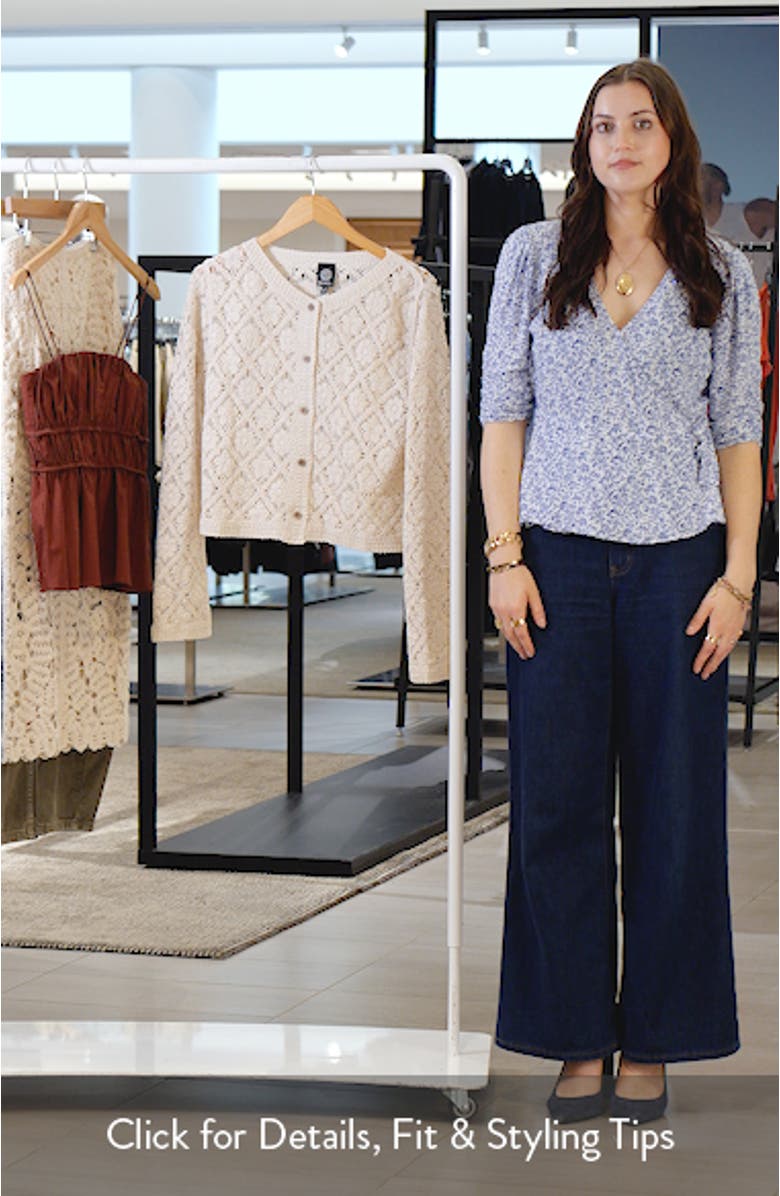 Diamond Floral Crochet Button Front Cardigan, sales video thumbnail