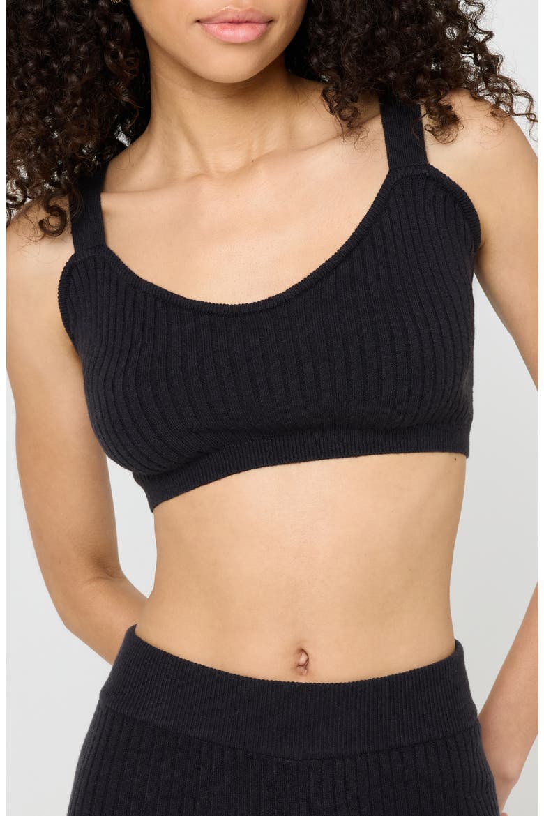 Sofia Ribbed Sweater Bralette, Main, color, BLACK