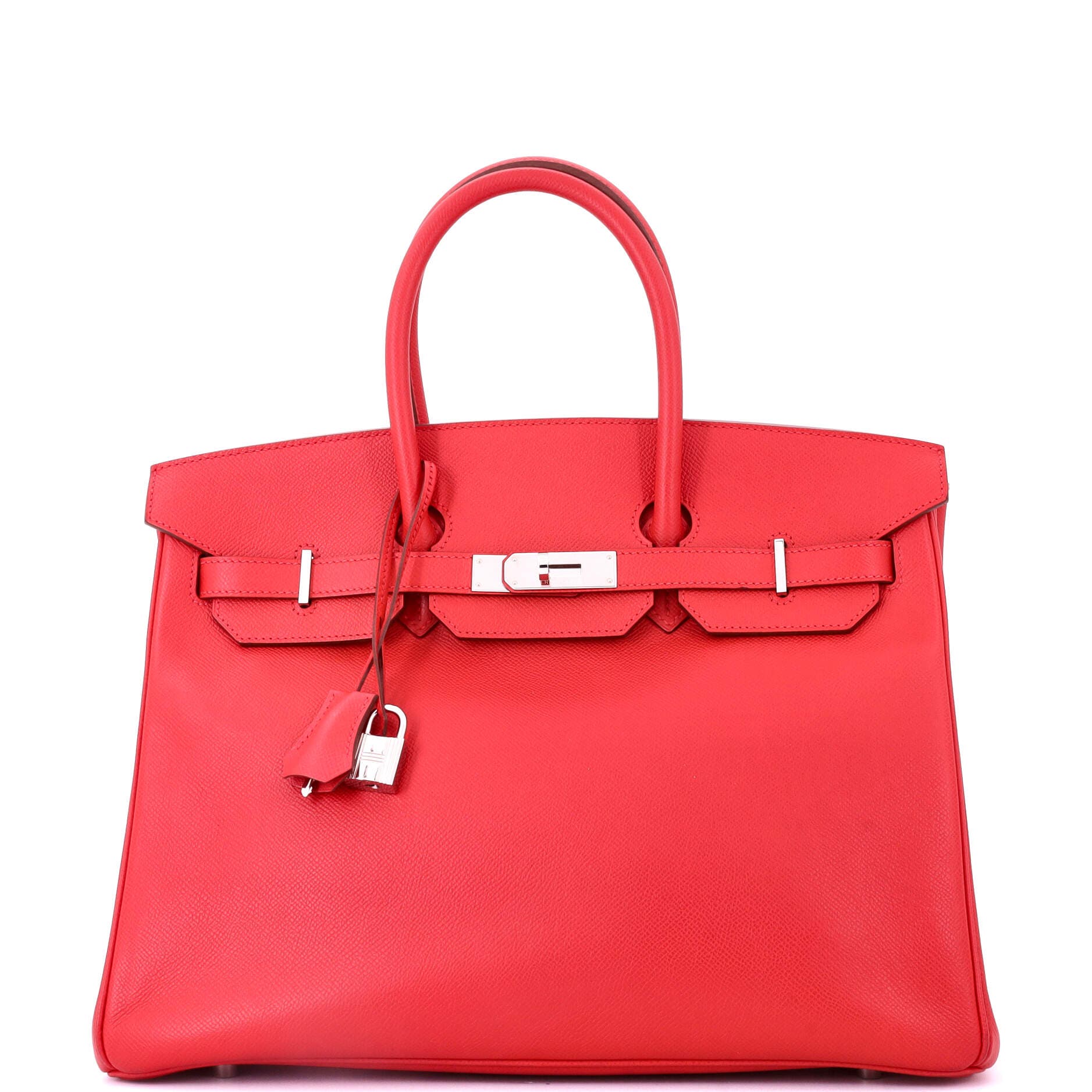 Pre-Owned Hermes Birkin Handbag Red Epsom with Palladium Hardware 35, Main, color, 