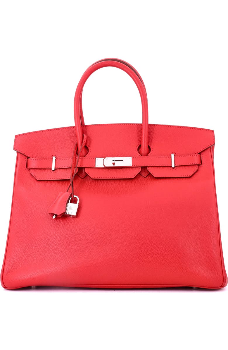 Pre-Owned Hermes Birkin Handbag Red Epsom with Palladium Hardware 35, Main, color,