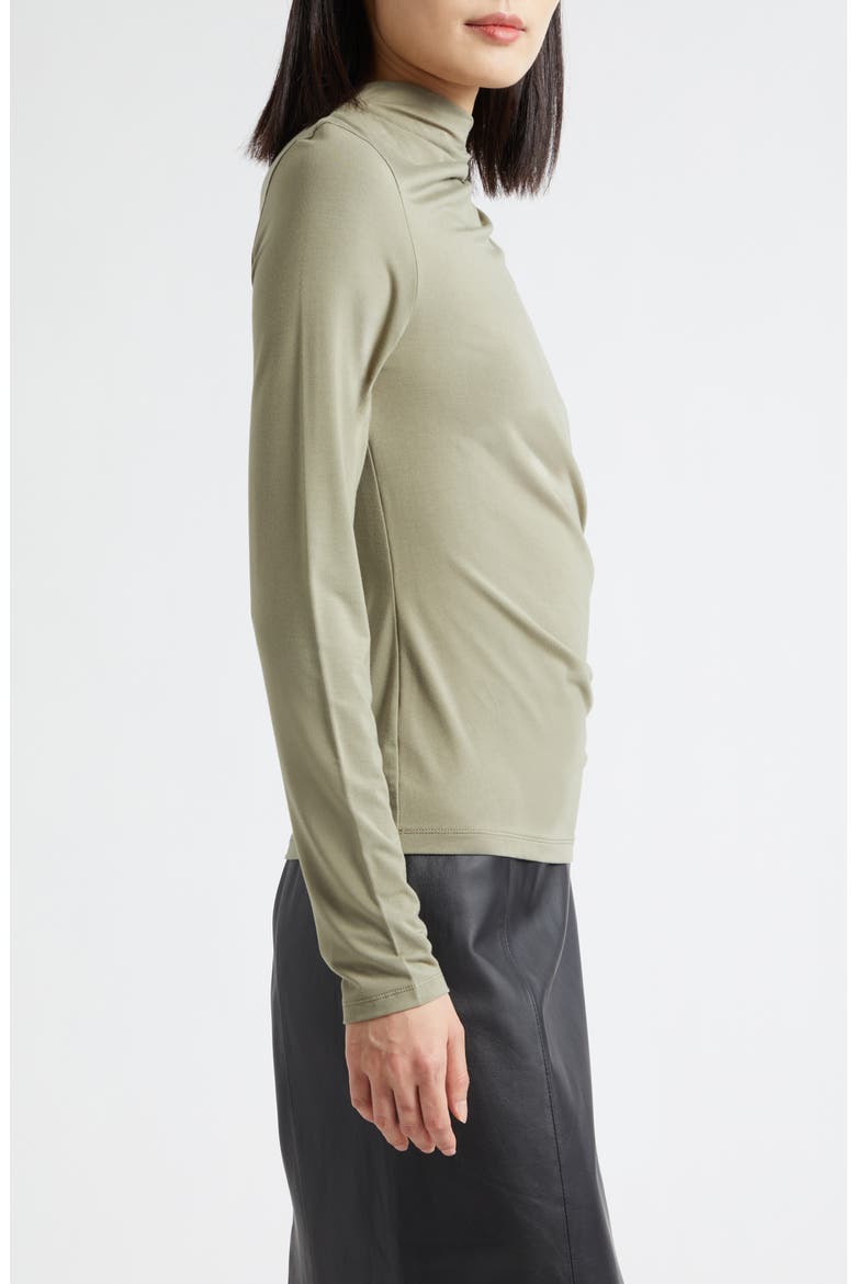 Side Drape Funnel Neck Top, Alternate, color, ARTICHOKE