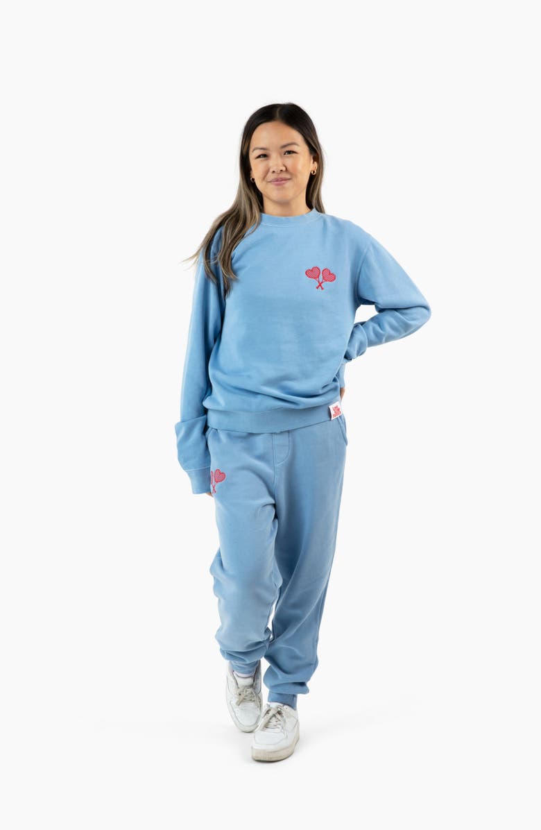 Love All Tennis Women's Blue Fay Crew Neck Sweatshirt, Alternate, color, Pigment Light Blue