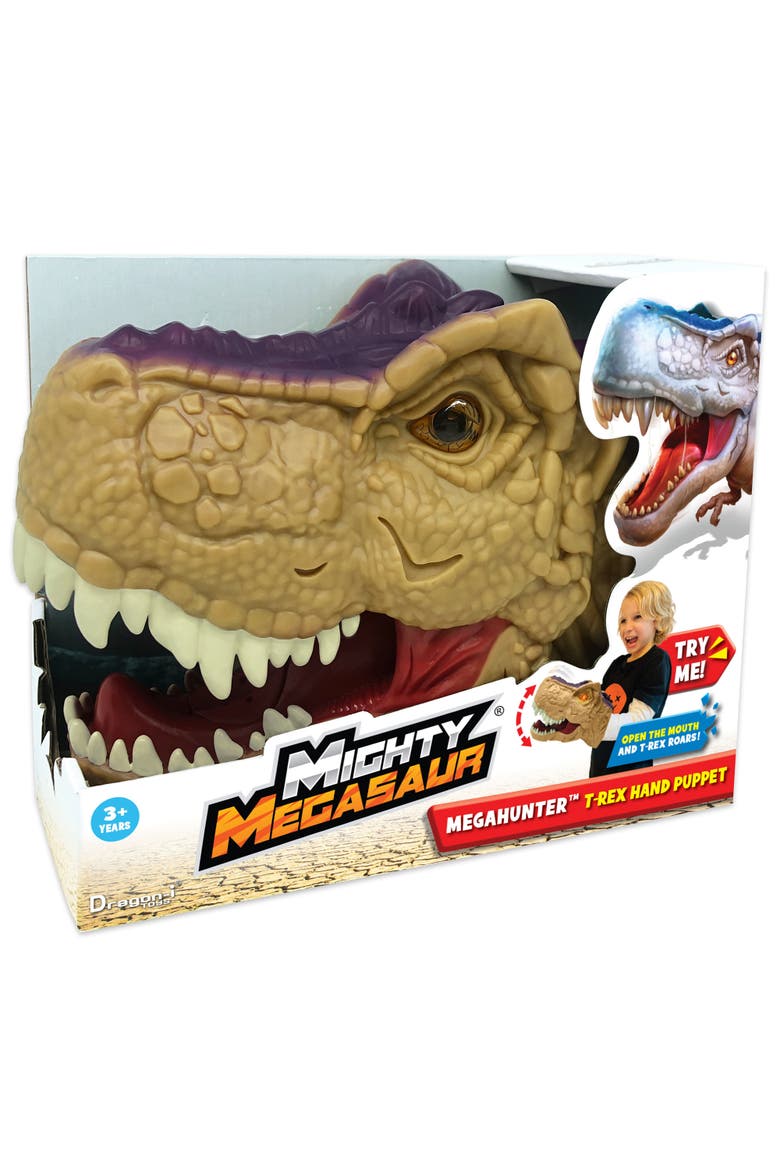 Mighty Megasaur, Megahunter T-Rex Hand Puppet, Brown, Kids 3+, Main, color, Multicolored