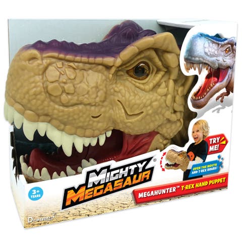 Mighty Megasaur, Megahunter T-Rex Hand Puppet, Brown, Kids 3+