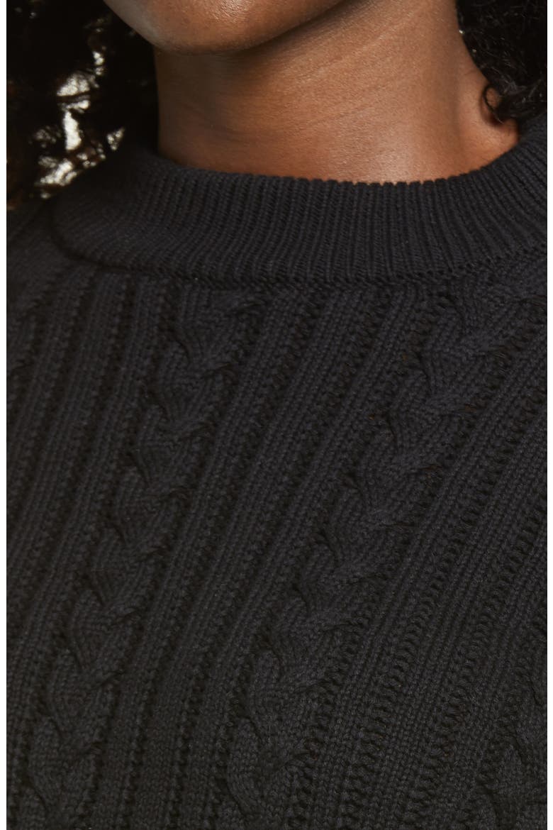 Wylander Cable Stitch Cotton Sweater, Alternate, color, BLACK