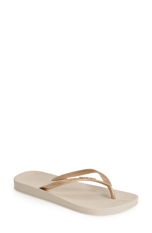 Ipanema Anatomica Tan Gold Flip Flops In Beige/gold
