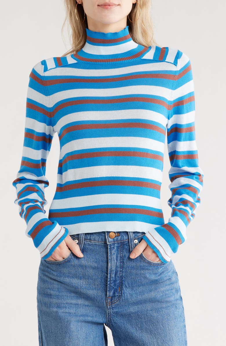 Free People Breeze Stripe Mock Neck Top, Main, color, Blue
