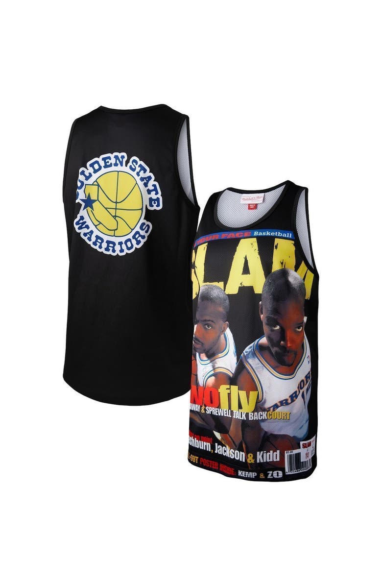 Mitchell & Ness Men's Mitchell & Ness Tim Hardaway/Latrell Sprewell Black Golden State Warriors Slam Player Tank Top, Main, color,