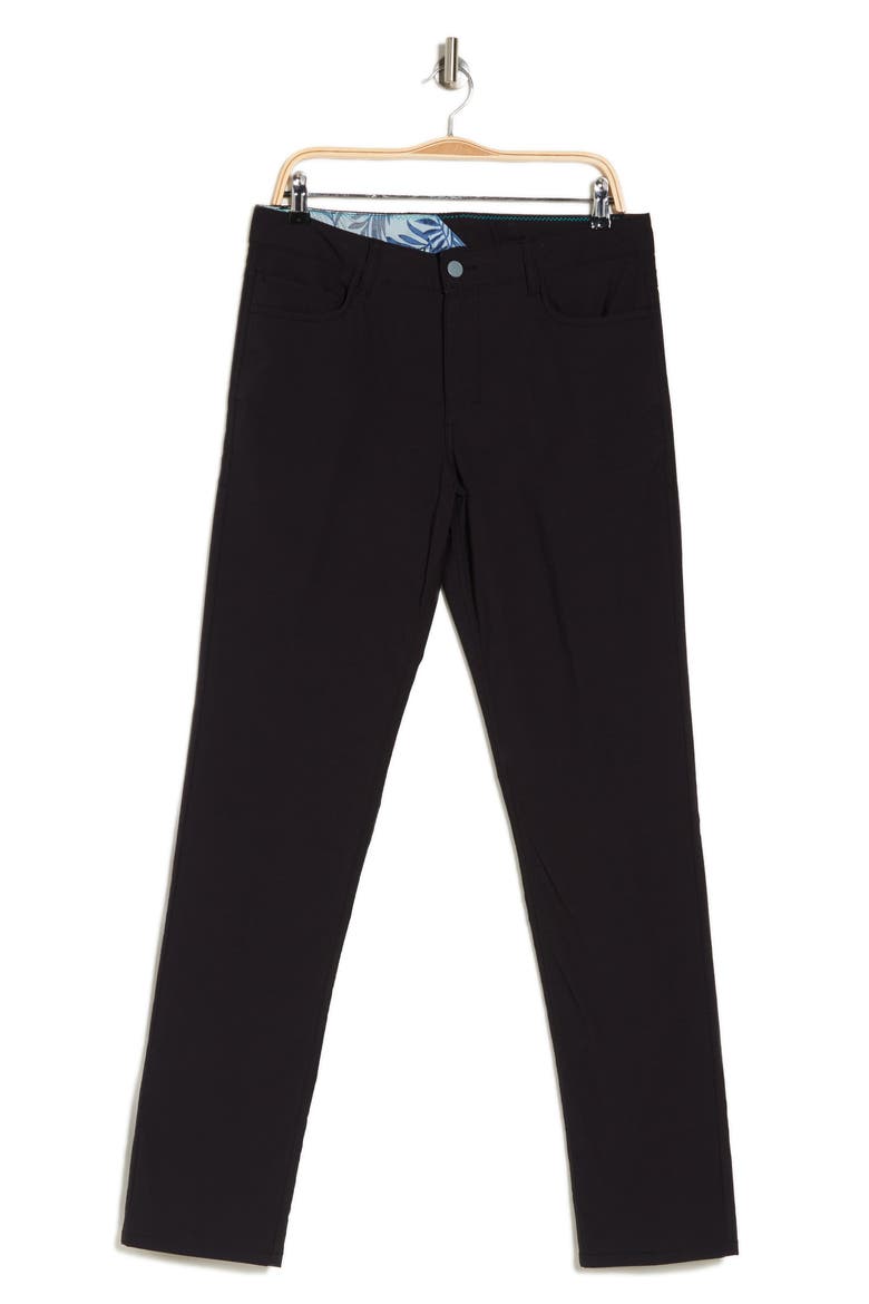 Flat Front Slim Leg Performance Twill Pants, Alternate, color, BLACK