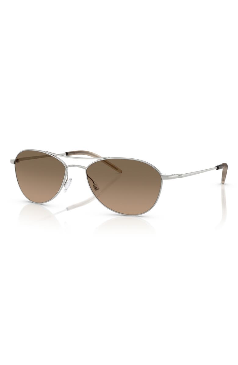 Oliver Peoples 57mm Pilot Polarized Sunglasses, Alternate, color, Silver/ Sandstone Gradient