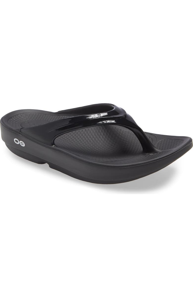 Oofos OOlala Flip Flop, Main, color, Black/ Black