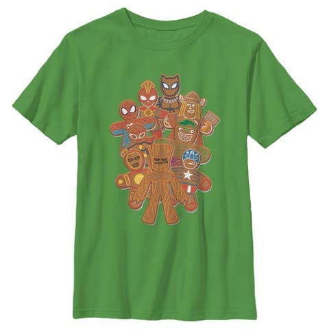 Boy's Marvel Christmas Gingerbread Cookie Heroes  Graphic T-Shirt