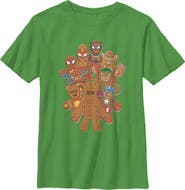 Marvel Boy's Marvel Christmas Gingerbread Cookie Heroes  Graphic T-Shirt