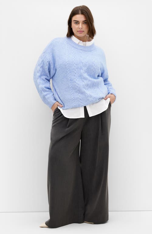 City Chic Claudia Cable Stitch Sweater In Blue