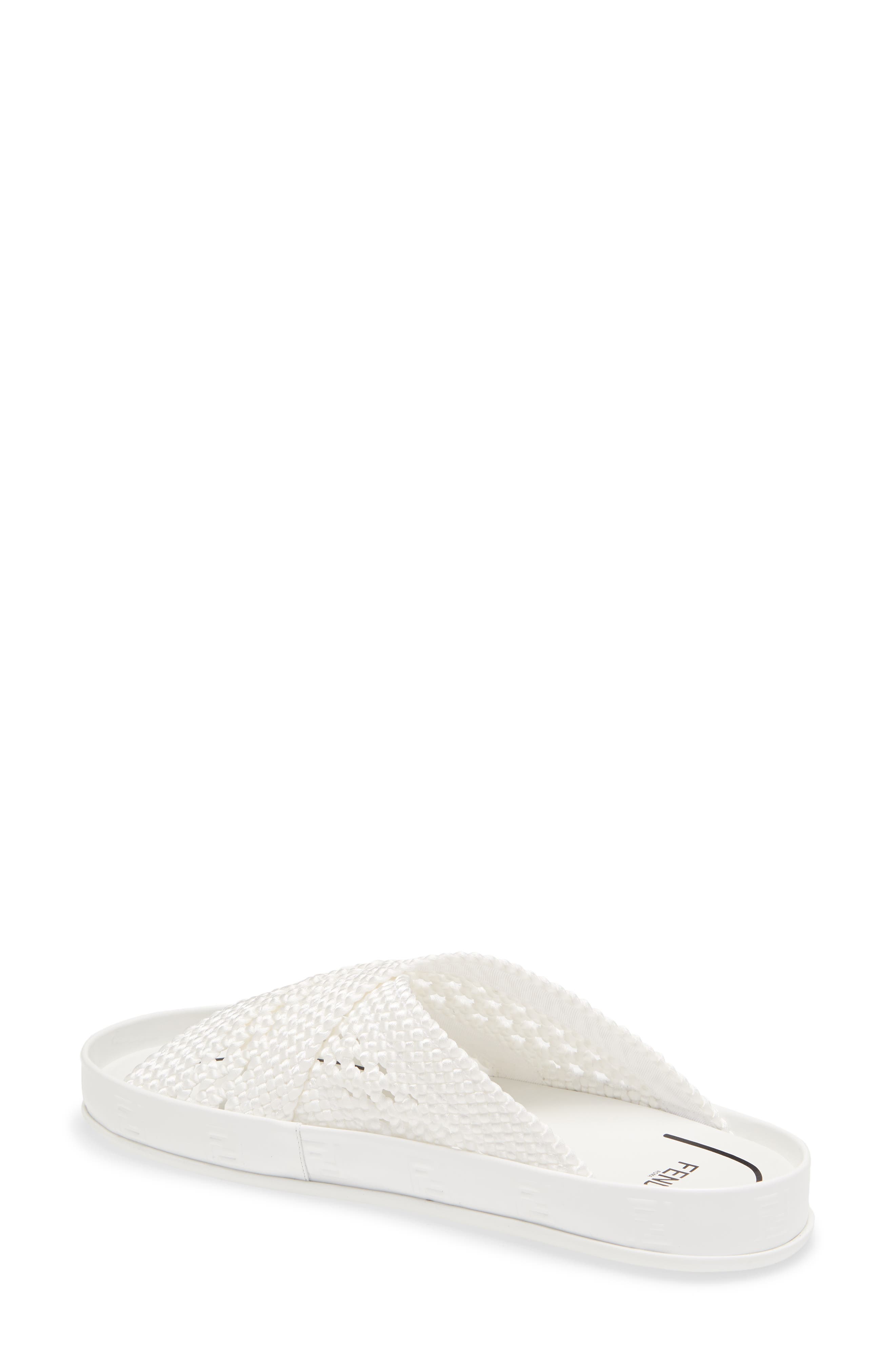 Fendi FF Logo Woven Slide Sandal, Alternate, color, 