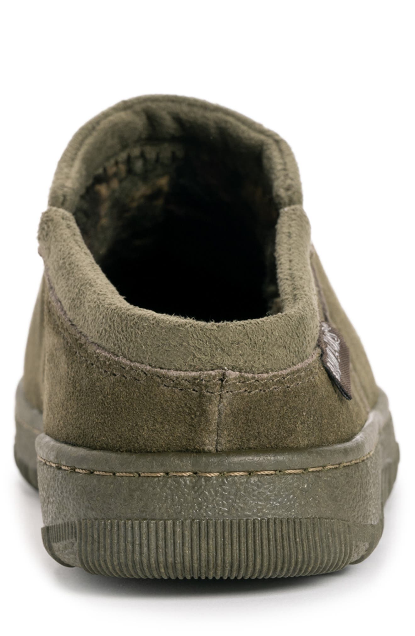 Matt Faux Shearling Lined Suede Slipper, Alternate, color, OLIVE