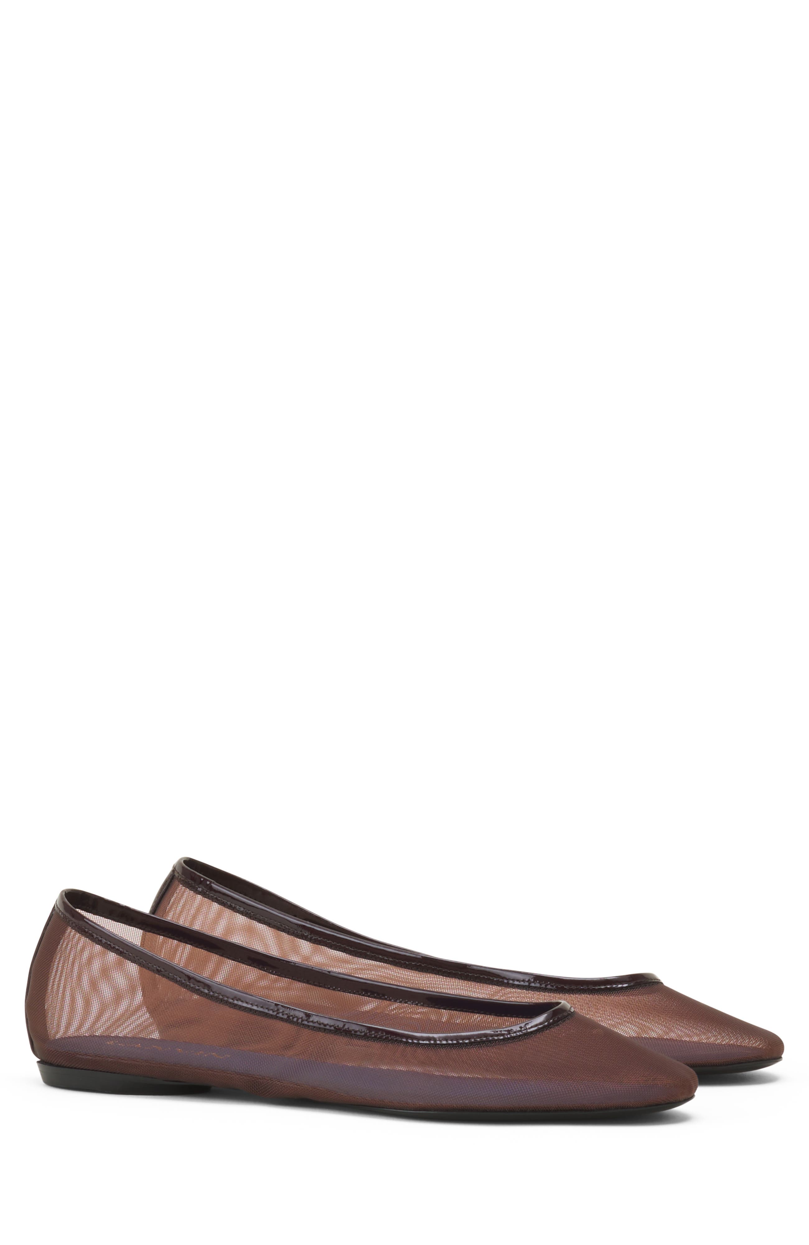 Lanvin The Ballerina Flat In Mesh, Alternate, color, Glossy Brown