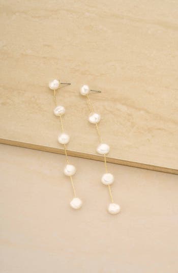Dripping Freshwater Pearl Linear Drop Earrings