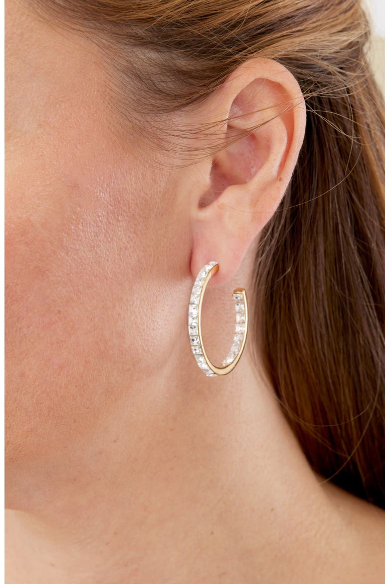Cubic Zirconia Hoop Earrings, Main, color, YELLOW