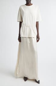 Haikure Joopy Drawstring Waist Mixed Media T-Shirt Dress