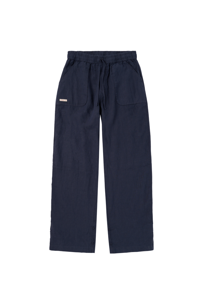 Safari Linen Pants Womens, Main, color, Faded Navy