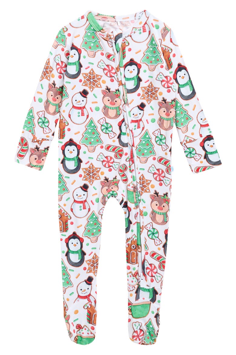 Kids' Zippered One Piece Footie Pajamas, Main, color, WHITE