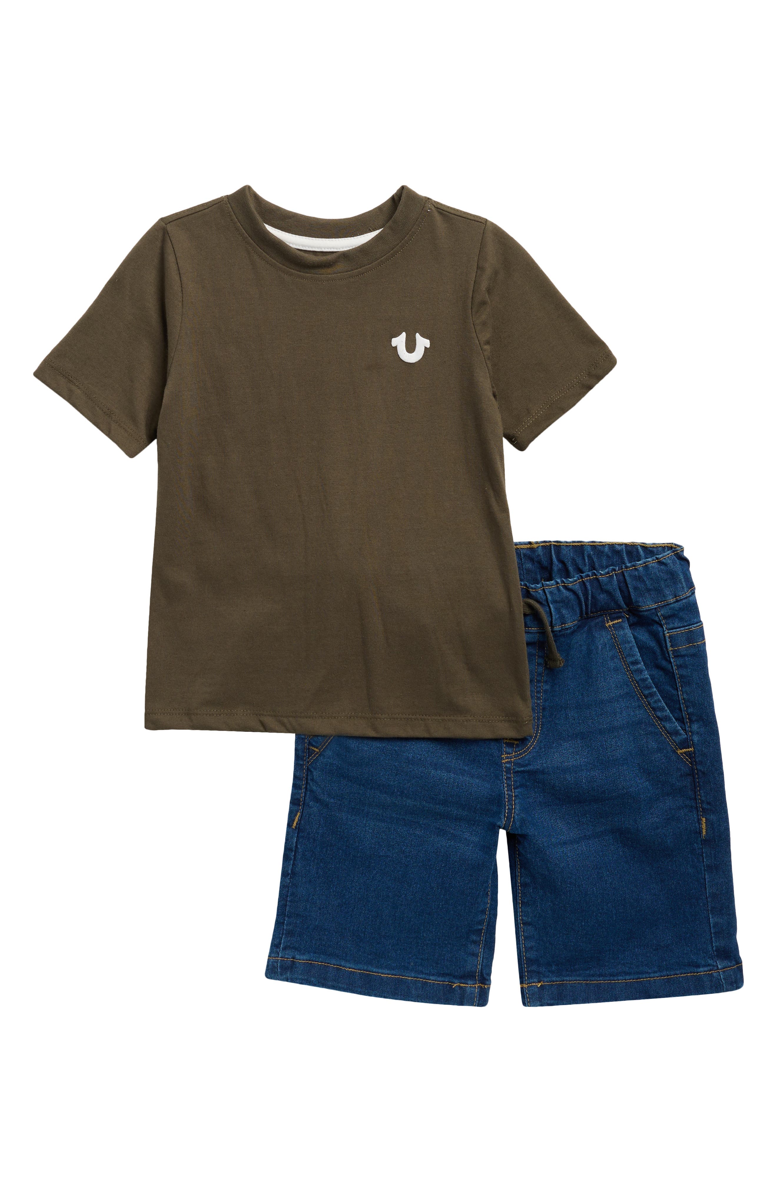 True Religion Kids' Knit Graphic T-Shirt & Denim Shorts Set