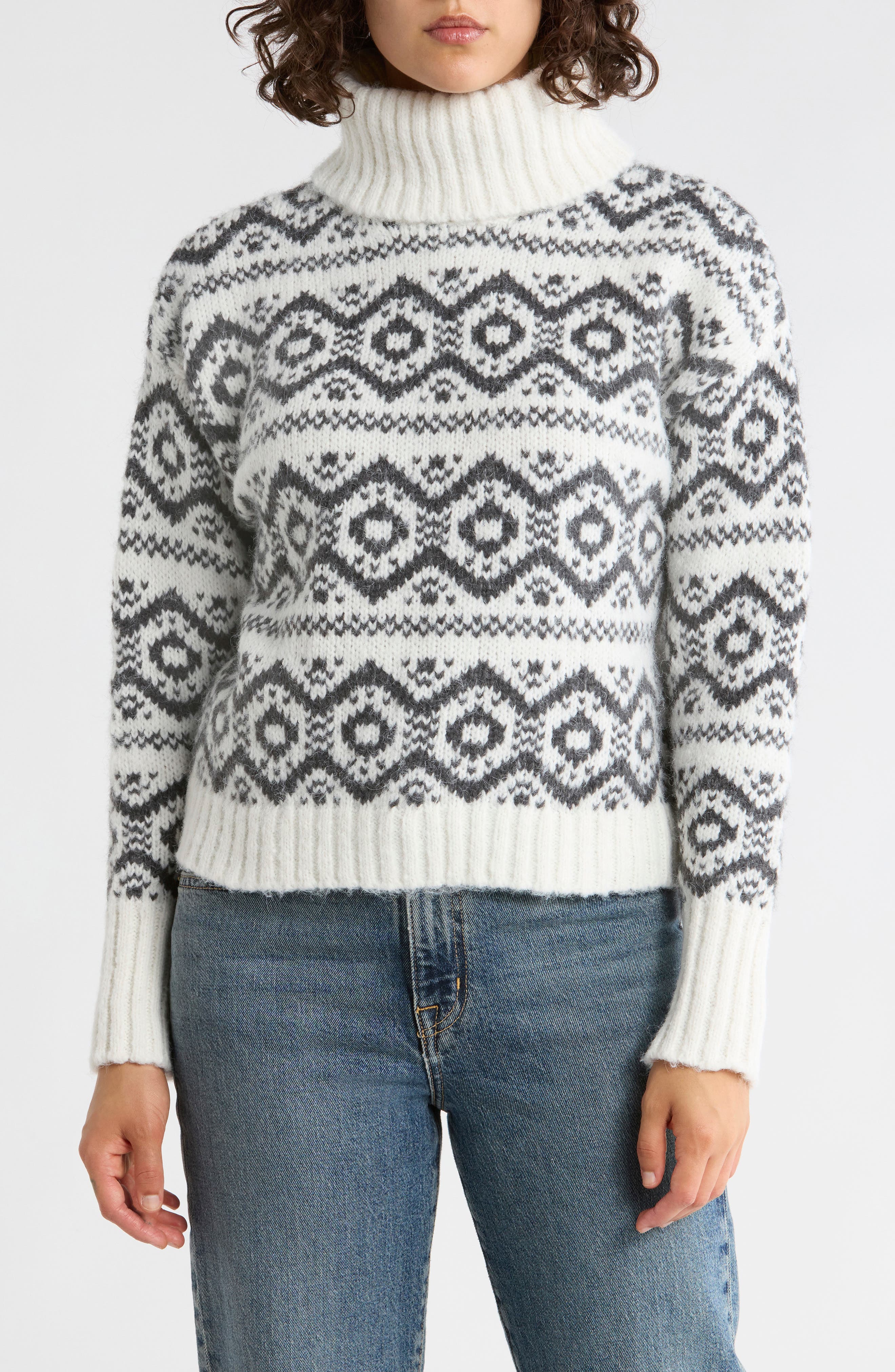 Joseph A Fair Isle Turtleneck Sweater