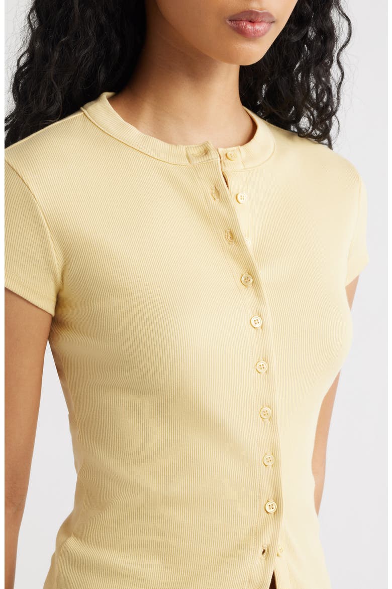 Raelynn Button Front Organic Cotton Knit Top, Alternate, color, BLONDE