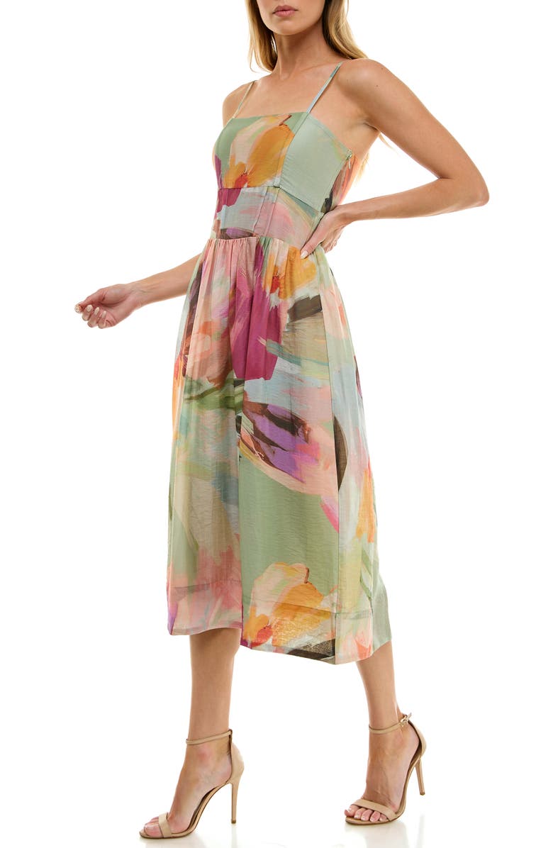 Socialite Cami Seamed Maxi Sundress, Alternate, color, Sage/ Pink