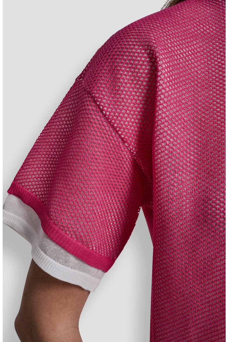 Boxy Mesh Overlay Top, Alternate, color, HOT PINK/IVORY