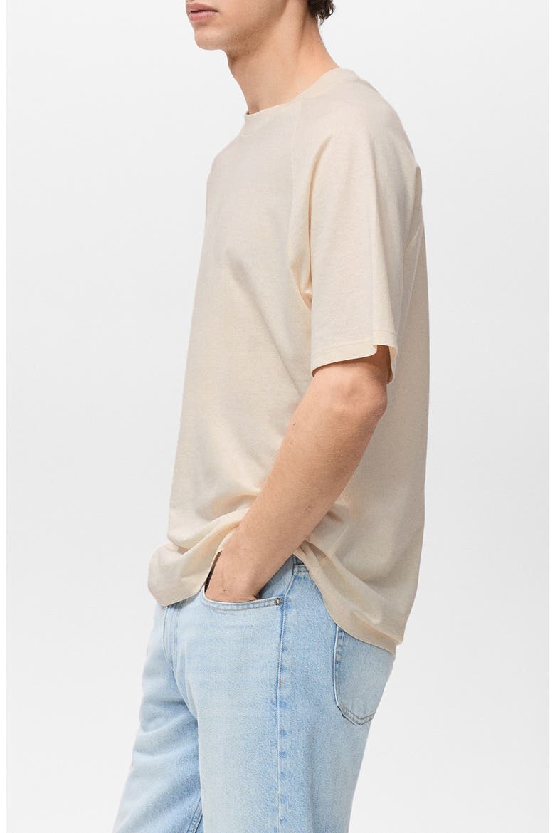 Oversize Cotton & Linen Crewneck T-Shirt, Alternate, color, SAND