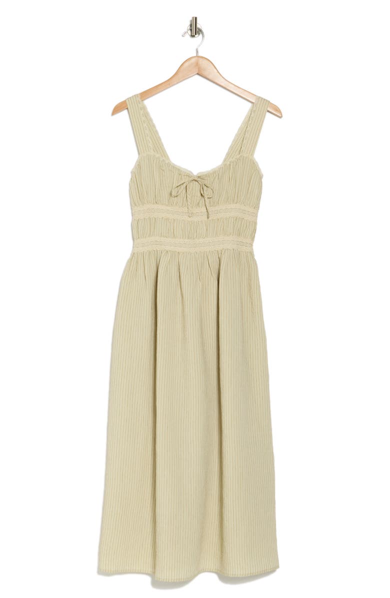 Lush Lace Trim Corset Midi Dress, Alternate, color, Taupe Stripe